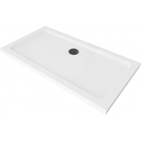 Mexen Flat stačiakampė plona dušo padėklas 140 x 70 cm, balta, juodas sifonas - 40107014B