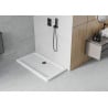 Mexen Flat stačiakampis slim dušo padėklas 140 x 70 cm, Balta, sifonas Juoda - 40107014B
