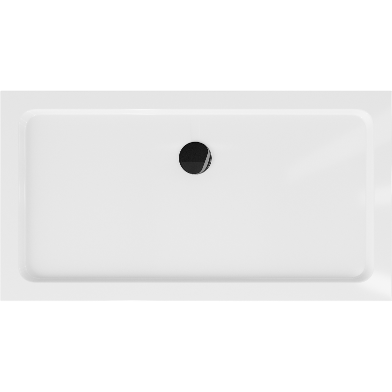 Mexen Flat stačiakampis plonas dušo padėklas 120 x 70 cm, baltas, juodas sifonas - 40107012B