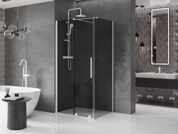 Mexen Velar slenkantis dušo kabina 130 x 80 cm, grafitas, baltas - 871-130-080-41-20