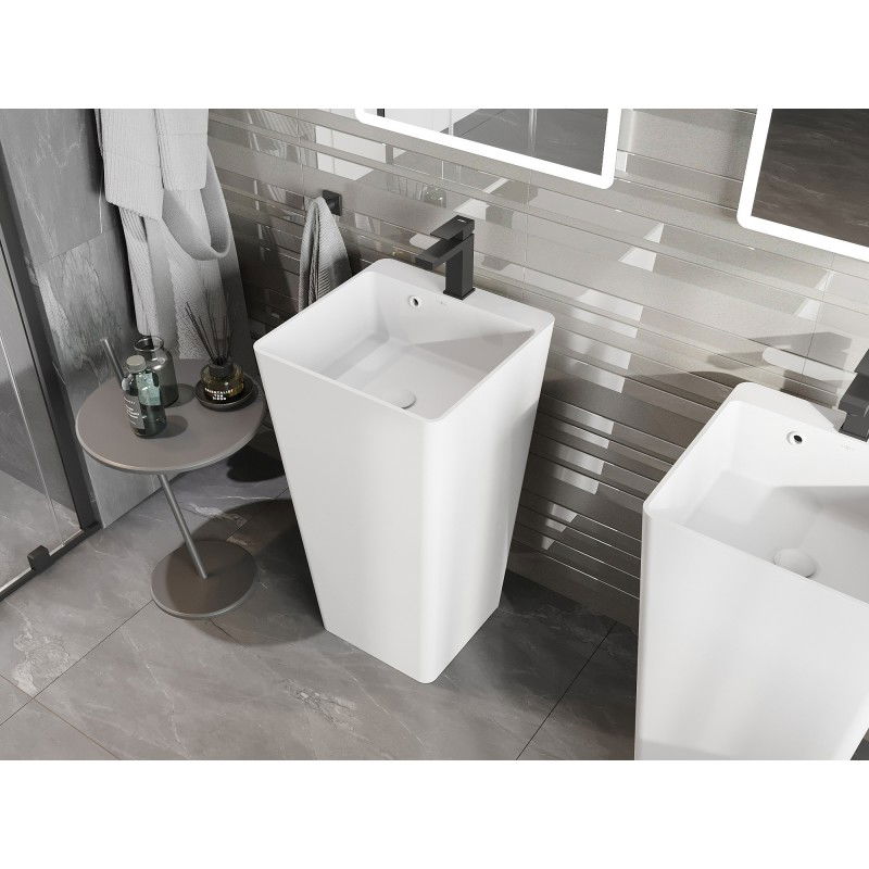 Mexen Neva laisvai stovinti praustuvė iš konglomerato 45 x 45 cm, balta matinė - 26614500