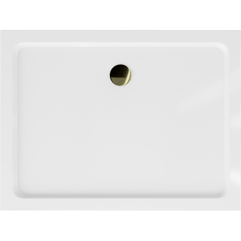 Mexen Flat stačiakampis plonas dušo padėklas 110 x 90 cm, baltas, sifonas auksinis - 40109011G