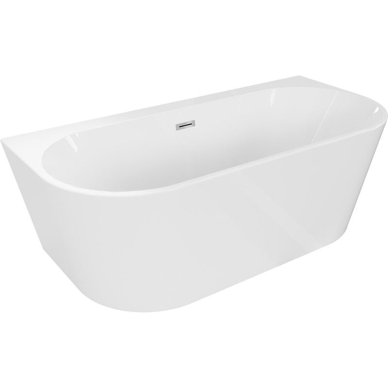 Mexen Oval+ laisvai pastatoma prie sienos montuojama vonia 170 x 80 cm, balta, chromuota perpila - 52681708000-01