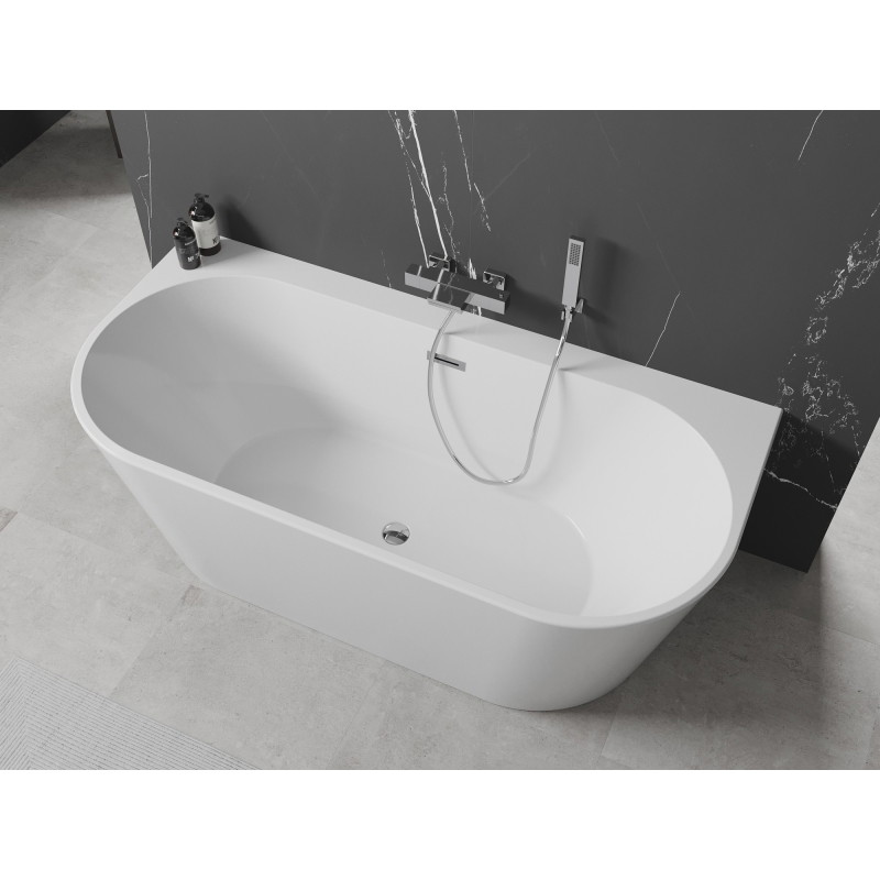 Mexen Oval+ laisvai pastatoma prie sienos montuojama vonia 170 x 80 cm, balta, chromuota perpila - 52681708000-01