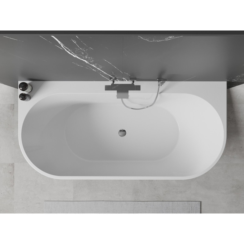 Mexen Oval+ laisvai pastatoma prie sienos montuojama vonia 170 x 80 cm, balta, chromuota perpila - 52681708000-01