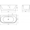Mexen Oval+ laisvai pastatoma prie sienos montuojama vonia 170 x 80 cm, balta, chromuota perpila - 52681708000-01
