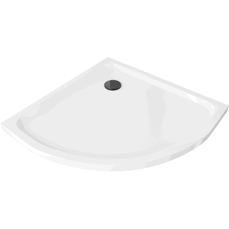 Mexen Flat pusapvalis plonas dušo padėklas 90 x 90 cm, baltas, juodas sifonas - 41109090B