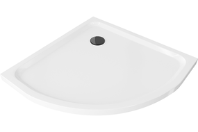 Mexen Flat pusapvalis dušo padėklas slim 70 x 70 cm, baltas, juodas sifonas - 41107070B