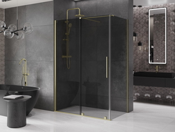 Mexen Velar slenkantis dušo kabinas 130 x 70 cm, grafitas, šlifuotas auksas - 871-130-070-41-55