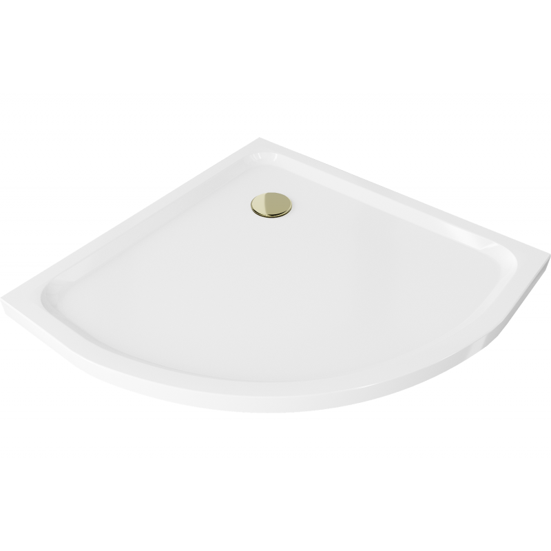 Mexen Flat pusapirštis plokščias 90 x 90 cm, baltas, auksinis sifonas - 41109090G