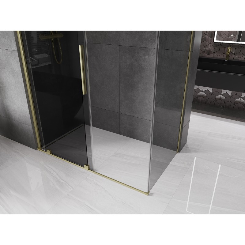 Mexen Velar stumdomas dušo kabinas 160 x 80 cm, grafitas, šlifuotas auksas - 871-160-080-41-55