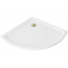 Mexen Flat pusapvalus dušo baseinas slim 80 x 80 cm, baltas, auksinis sifonas - 41108080G