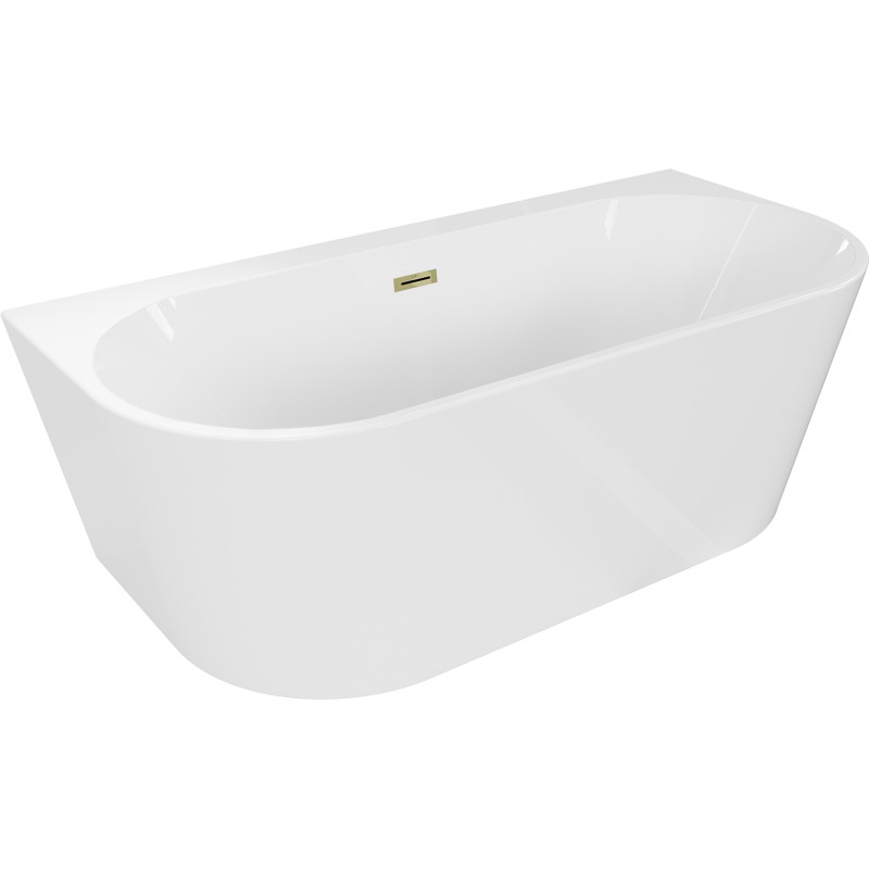 Mexen Oval+ laisvai stovinti prie sienos vonia 170 x 80 cm, balta, aukso perpylimas - 52681708000-50