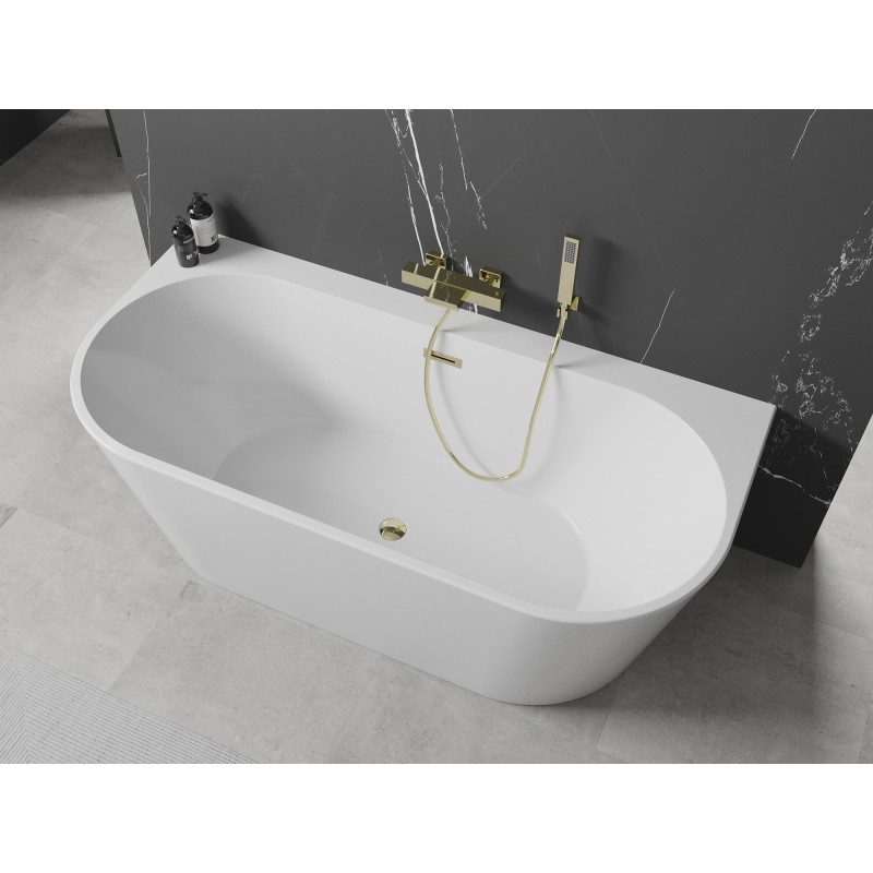 Mexen Oval+ laisvai stovinti prie sienos vonia 170 x 80 cm, balta, aukso perpylimas - 52681708000-50