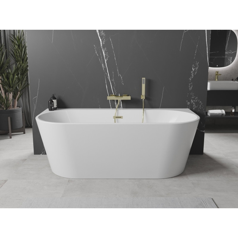 Mexen Oval+ laisvai stovinti prie sienos vonia 170 x 80 cm, balta, aukso perpylimas - 52681708000-50