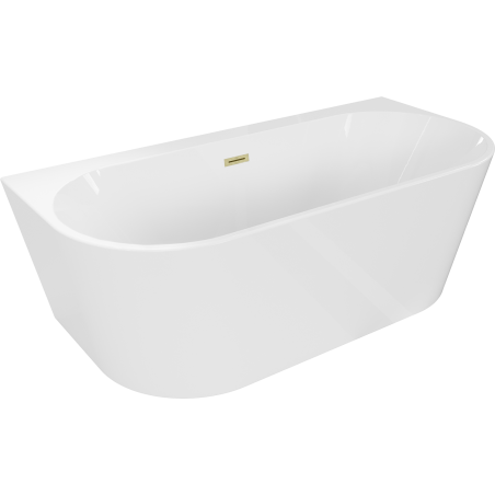 Mexen Oval+ laisvai stovinti prie sienos vonia 170 x 80 cm, balta, šepetėlio auksinė perpylimas - 52681708000-55