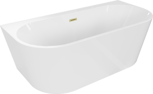Mexen Oval+ laisvai stovinti prie sienos vonia 170 x 80 cm, balta, šepetėlio auksinė perpylimas - 52681708000-55
