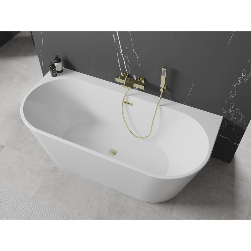 Mexen Oval+ laisvai stovinti prie sienos vonia 170 x 80 cm, balta, auksinis šepetėliu - 52681708000-55