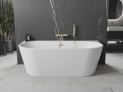 Mexen Oval+ laisvai stovinti prie sienos vonia 170 x 80 cm, balta, auksinis šepetėliu - 52681708000-55
