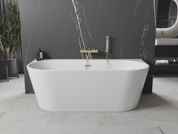 Mexen Oval+ laisvai stovinti prie sienos vonia 170 x 80 cm, balta, šepetėlio auksinė perpylimas - 52681708000-55