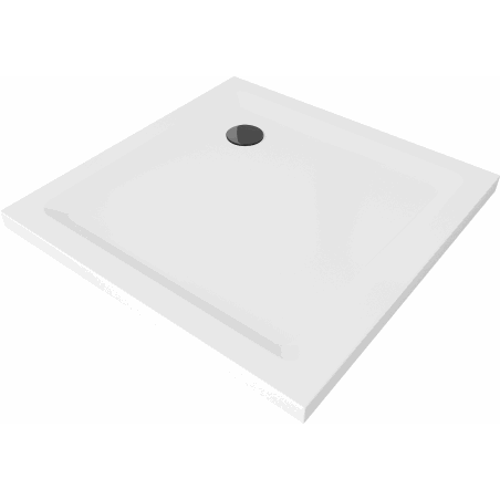 Mexen Flat kvadratinis plokščias padėklas 80 x 80 cm, baltas, juoda sifonas - 40108080B