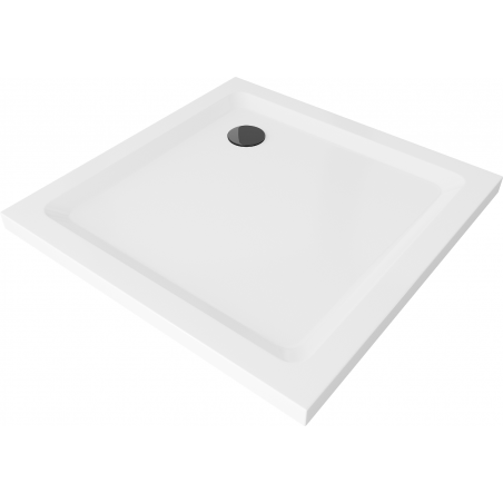 Mexen Flat kvadratinis slim tipo dušo padėklas 80 x 80 cm, Balta, sifonas Juoda - 40108080B