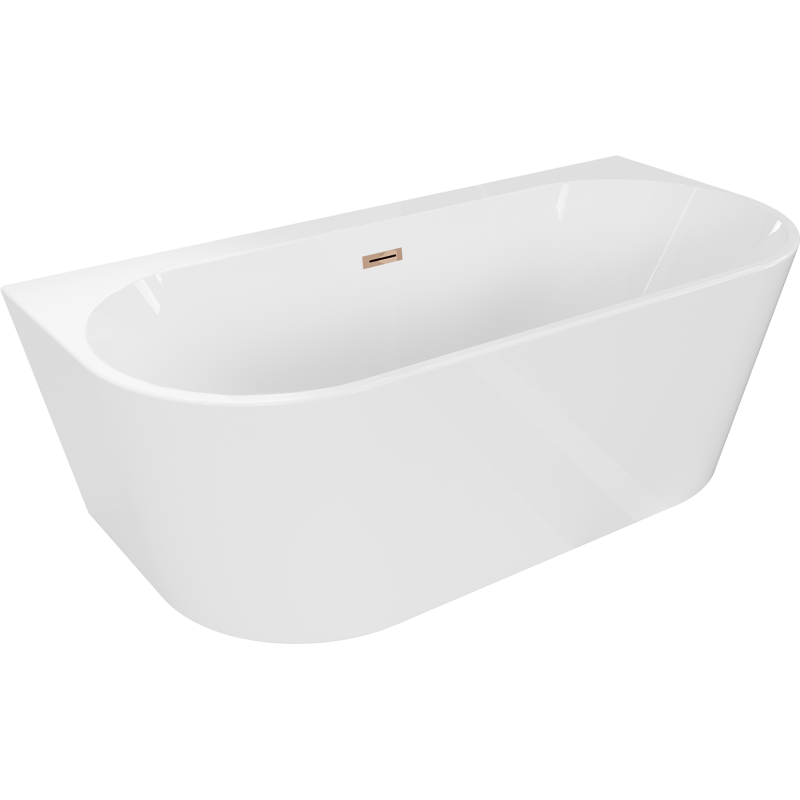 Mexen Oval+ laisvai pastatoma vonia prie sienos 170 x 80 cm, balta, persipylimas rožinis auksas - 52681708000-60