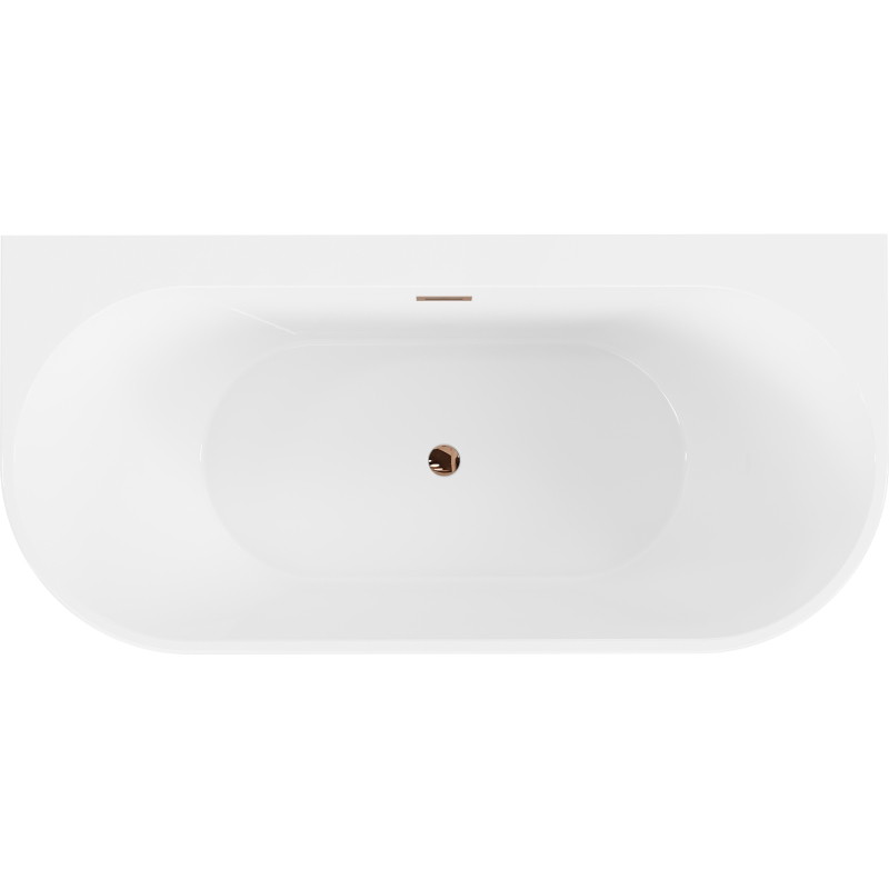 Mexen Oval+ laisvai pastatoma prie sienos vonia 170 x 80 cm, balta, perpylimas rožinio aukso - 52681708000-60