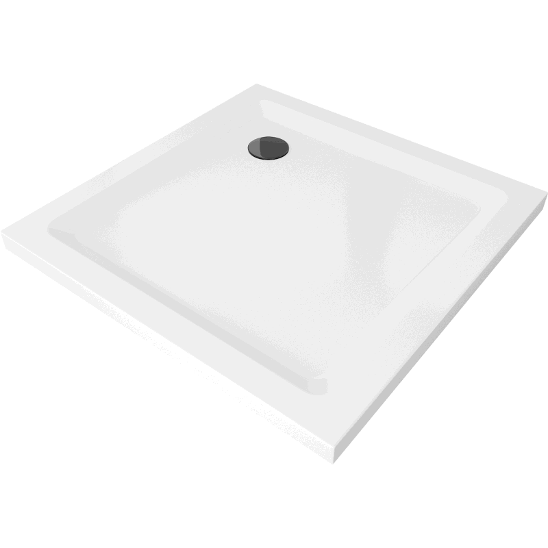 Mexen Flat kvadratinis slim tipo dušo padėklas 70 x 70 cm, Balta, sifonas Juoda - 40107070B