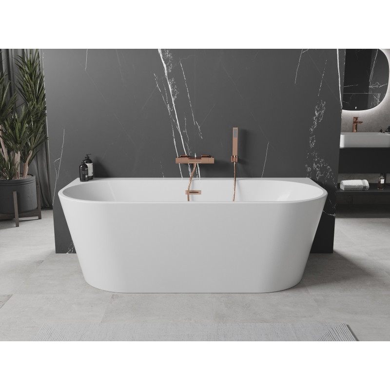 Mexen Oval+ laisvai stovinti prie sienos vonia 170 x 80 cm, balta, šepetėliu valyta vario perpylimas - 52681708000-65