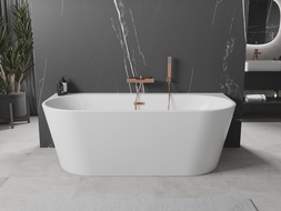 Mexen Oval+ laisvai pastatoma vonia prie sienos 170 x 80 cm, balta, vario šepetėliu per reguliacija - 52681708000-65