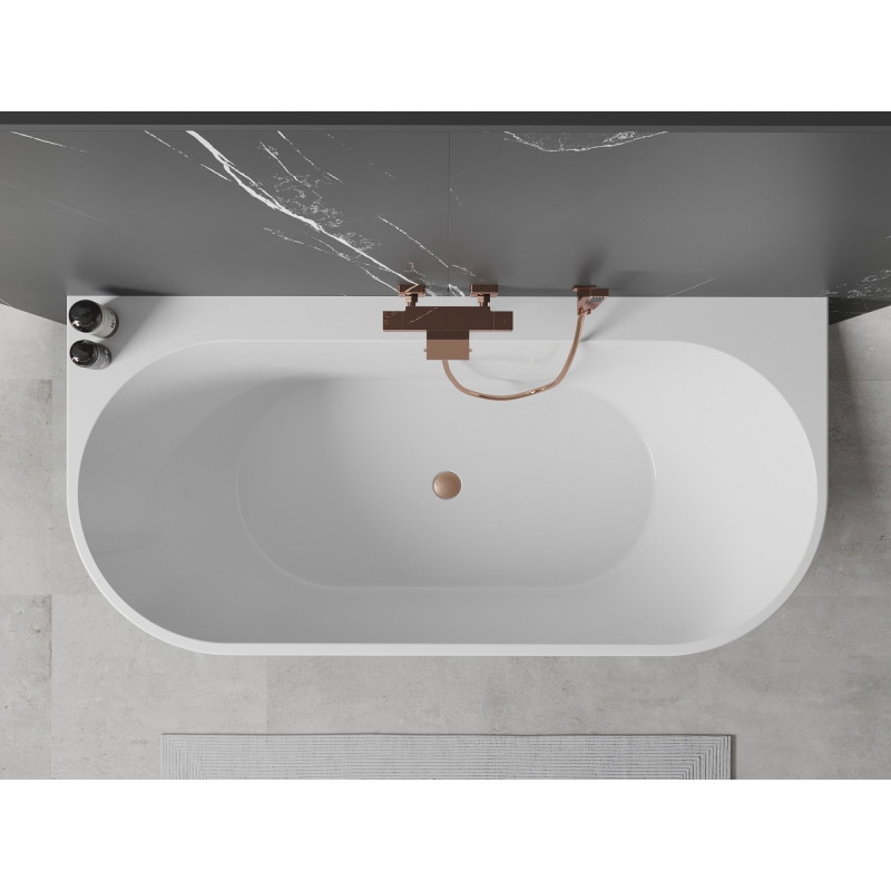 Mexen Oval+ laisvai stovinti prie sienos vonia 170 x 80 cm, balta, šepetėliu valyta vario perpylimas - 52681708000-65