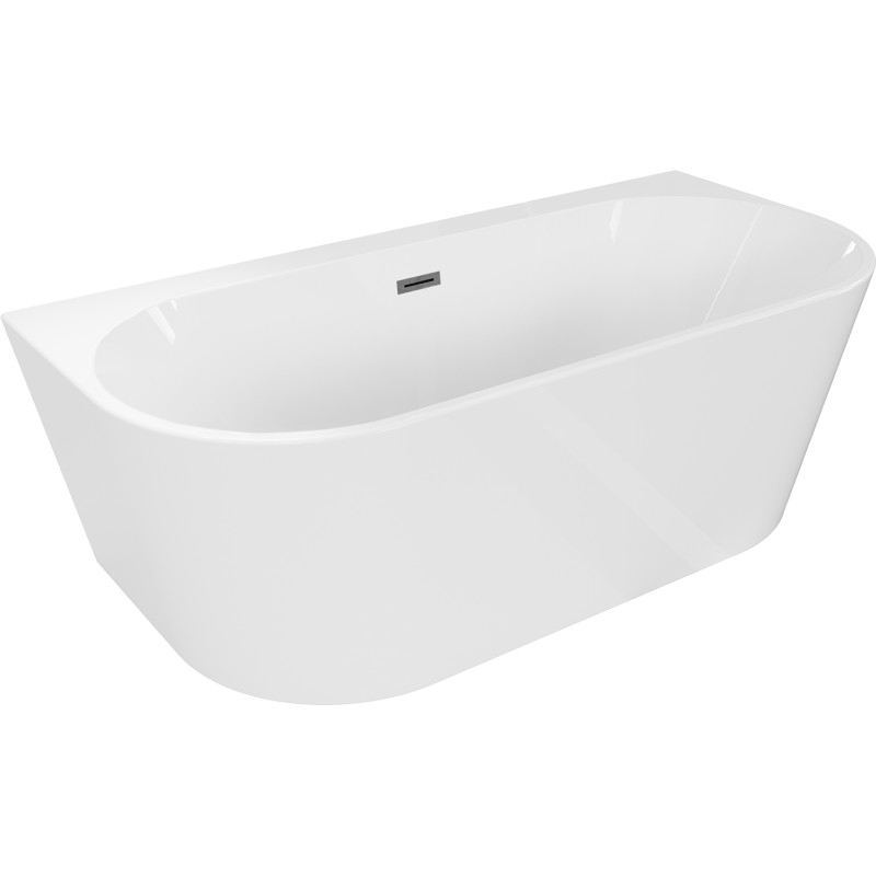 Mexen Oval+ laisvai stovinti prie sienos vonia 170 x 80 cm, balta, persipylimas gun gray šlifuotas - 52681708000-66