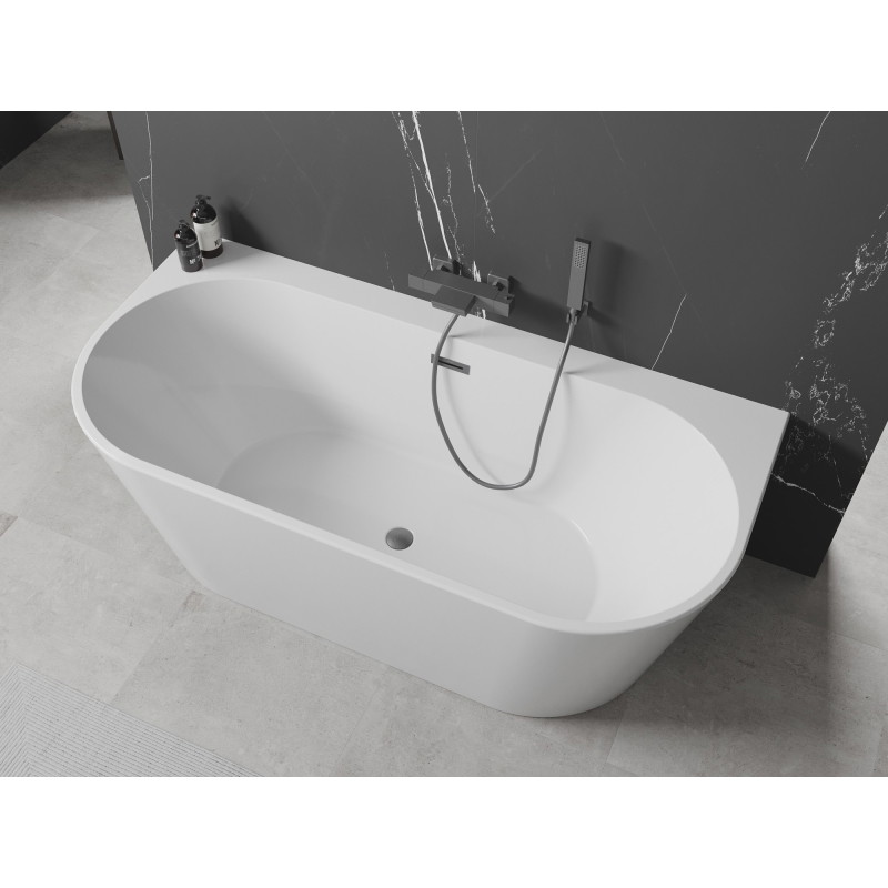 Mexen Oval+ laisvai stovinti prie sienos vonia 170 x 80 cm, balta, persipylimas gun gray šlifuotas - 52681708000-66