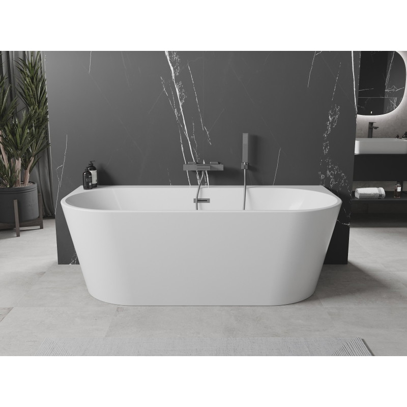 Mexen Oval+ laisvai stovinti prie sienos vonia 170 x 80 cm, balta, persipylimas gun gray šlifuotas - 52681708000-66