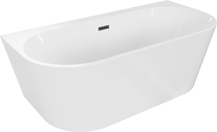 Mexen Oval+ laisvai stovinti prie sienos 170 x 80 cm vonia, balta, juodas perpylimas - 52681708000-70