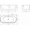 Mexen Oval+ laisvai stovinti prie sienos 170 x 80 cm vonia, balta, juodas perpylimas - 52681708000-70