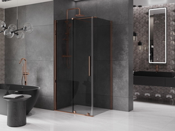 Mexen Velar stumdomas dušo kabinas 130 x 85 cm, grafitas, rožinis auksas - 871-130-085-41-60