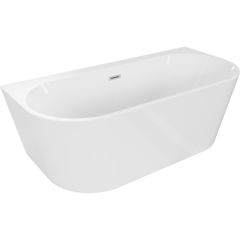 Mexen Oval+ laisvai pastatoma prie sienos vonia 170 x 80 cm, balta, šepetėlio nikeliuotas perpylimas - 52681708000-97