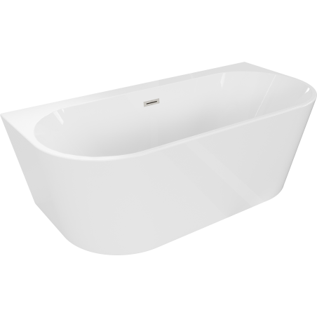 Mexen Oval+ laisvai pastatoma prie sienos vonia 170 x 80 cm, balta, matinio nikelio perpildymo - 52681708000-97