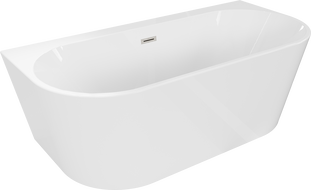 Mexen Oval+ laisvai pastatoma prie sienos vonia 170 x 80 cm, balta, matinio nikelio perpildymo - 52681708000-97