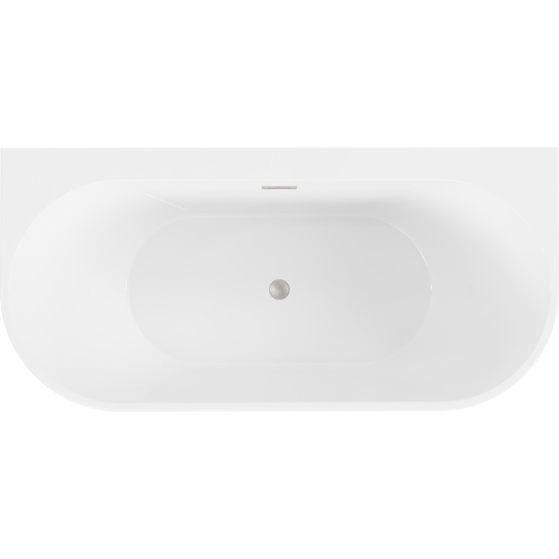 Mexen Oval+ laisvai pastatoma prie sienos vonia 170 x 80 cm, balta, matinio nikelio perpildymo - 52681708000-97