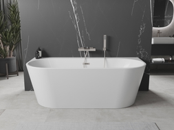 Mexen Oval+ laisvai pastatoma prie sienos vonia 170 x 80 cm, balta, matinio nikelio perpildymo - 52681708000-97