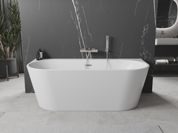 Mexen Oval+ laisvai pastatoma prie sienos vonia 170 x 80 cm, balta, šepetėlio nikeliuotas perpylimas - 52681708000-97