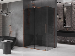 Mexen Velar stumdomas dušo kambarys 150 x 80 cm, grafitas, rožinis auksas - 871-150-080-41-60