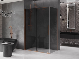 Mexen Velar stumdomas dušo kambarys 160 x 90 cm, grafitas, šlifuotas varis - 871-160-090-41-65