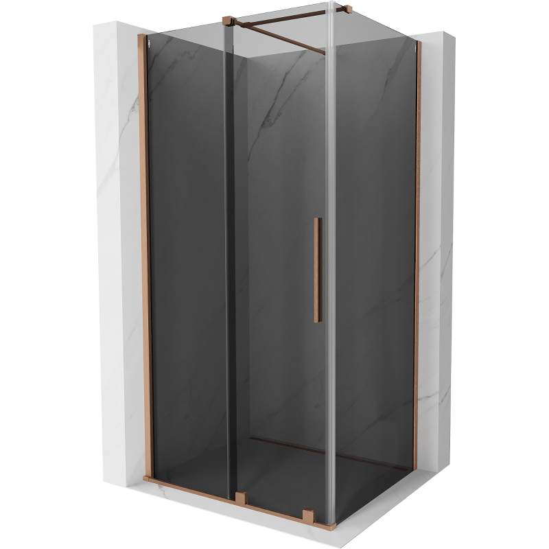 Mexen Velar stumdomas dušo kabina 140 x 90 cm, grafitas, šlifuotas varis - 871-140-090-41-65