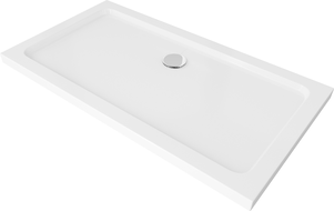 Mexen Flat stačiakampė plokščia dušo padėklas 140 x 70 cm, balta, sifonas chromas - 40107014