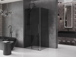 Mexen Velar stumdomoji dušo kabina 90 x 80 cm, grafitas, šlifuotas gun gray - 871-090-080-41-66