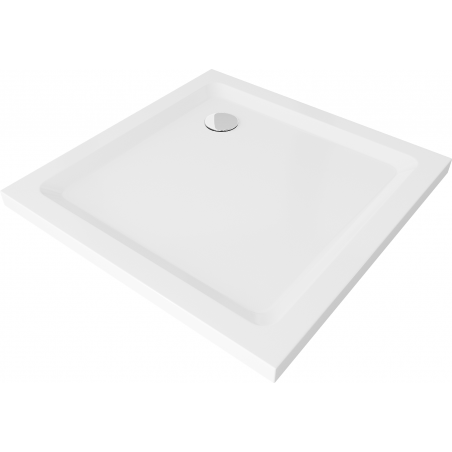 Mexen Flat kvadratinis dušo padėklas slim 100 x 100 cm, baltas, chrominis sifonas - 40101010